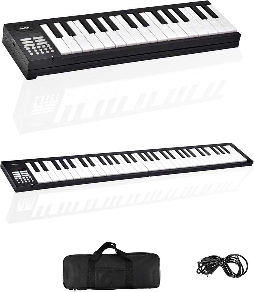 Amazon | SunRuck 電子ピアノ 折りたたみ式 61鍵盤 ブラック