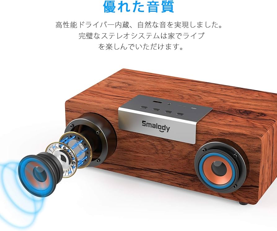 Amazon.co.jp: 木製Bluetoothスピーカー,Smalody PCスピーカー2.1HD