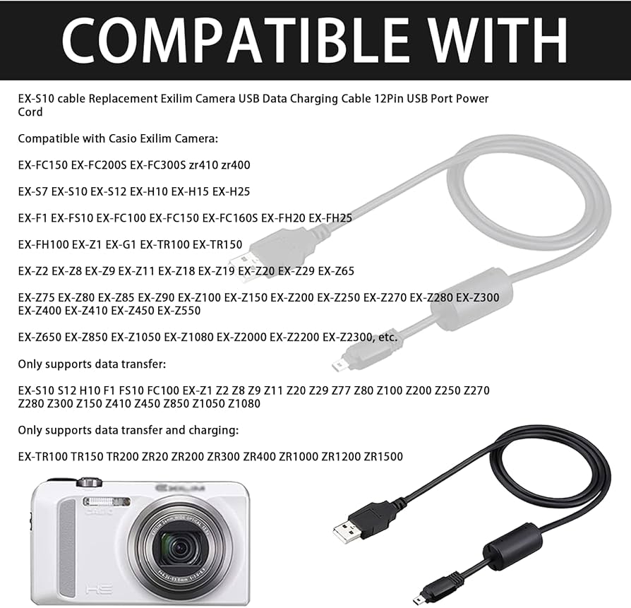 Amazon.co.jp: EXS10 交換用USBデータ充電ケーブル12ピンUSBポート電源