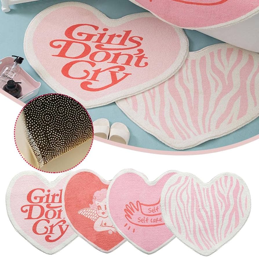 Amazon.co.jp: Girls Don't Cry バスルームラグ ピンク 英字 FUUNY