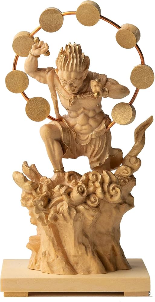 Amazon.co.jp: 極小仏 雷神 （木製：ツゲ）＿木彫り 仏像 仏像ワールド