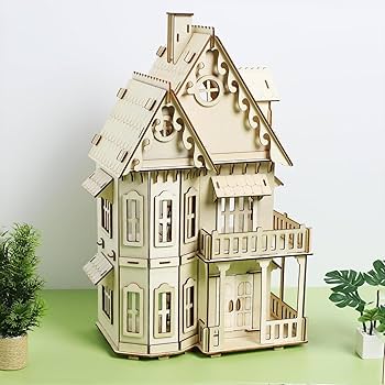 3D Wooden Puzzle House, 3D Wooden Puzzle Craft Toy,DIY Model