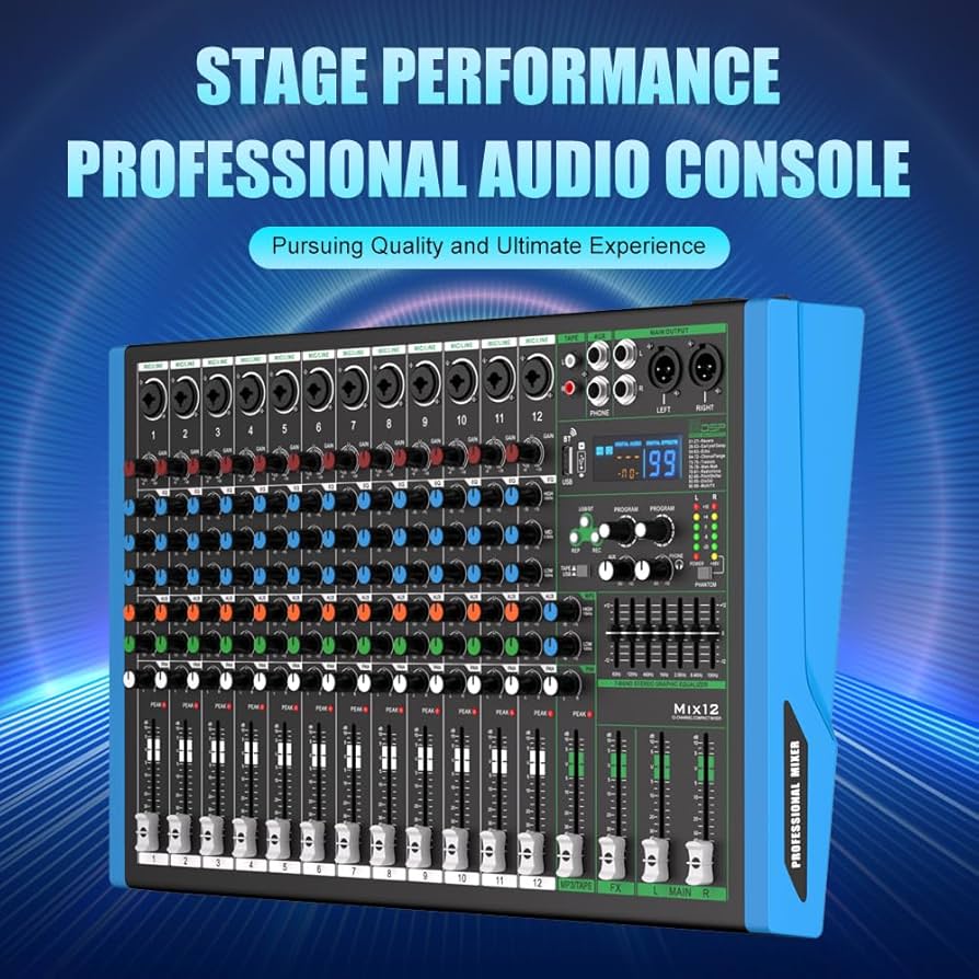 Amazon.com: Nuoxiange MIX-12 12-Channel Audio Mixer, DJ Mixing