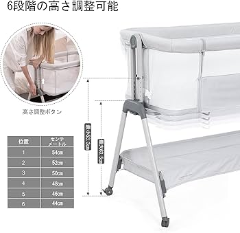 Amazon.co.jp: ANGELBLISS ベビーベッド 高さ調節可能 添い寝 乳児用