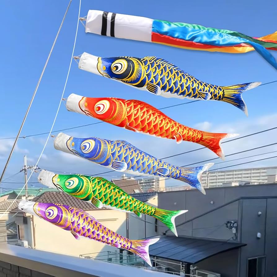 Amazon | 鯉のぼり こいのぼり 1.5mフルセッ 金箔 ベランダ用 鯉5匹 2m