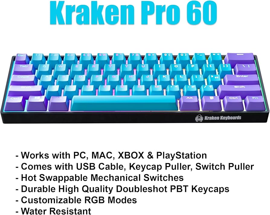 Amazon.com: KRAKEN KEYBOARDS Pro 60 Percent Keyboard 60% Gaming