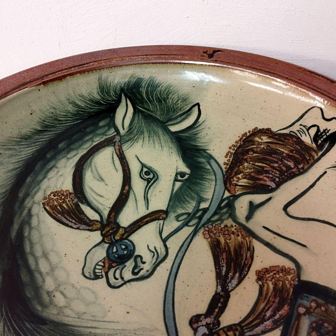 民藝 馬 大皿 大鉢 絵皿 飾皿 作家不詳 民藝 馬 大皿