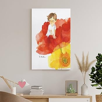 Amazon.co.jp: いわさきちひろ 水彩画 子供 花 ポスター (5) オフィス