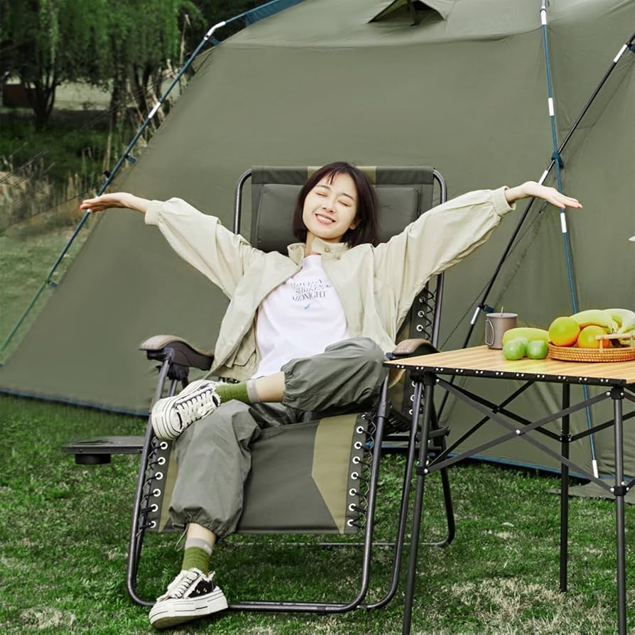 Amazon｜TIMBER RIDGE リクライニングチェア 折りたたみ 耐荷重160kg