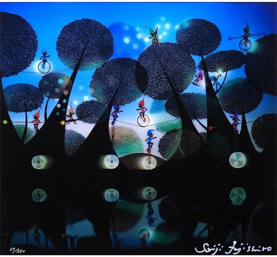 Amazon.co.jp: 藤城清治 こびとの楽園 DX 影絵 作家直筆サイン 版画