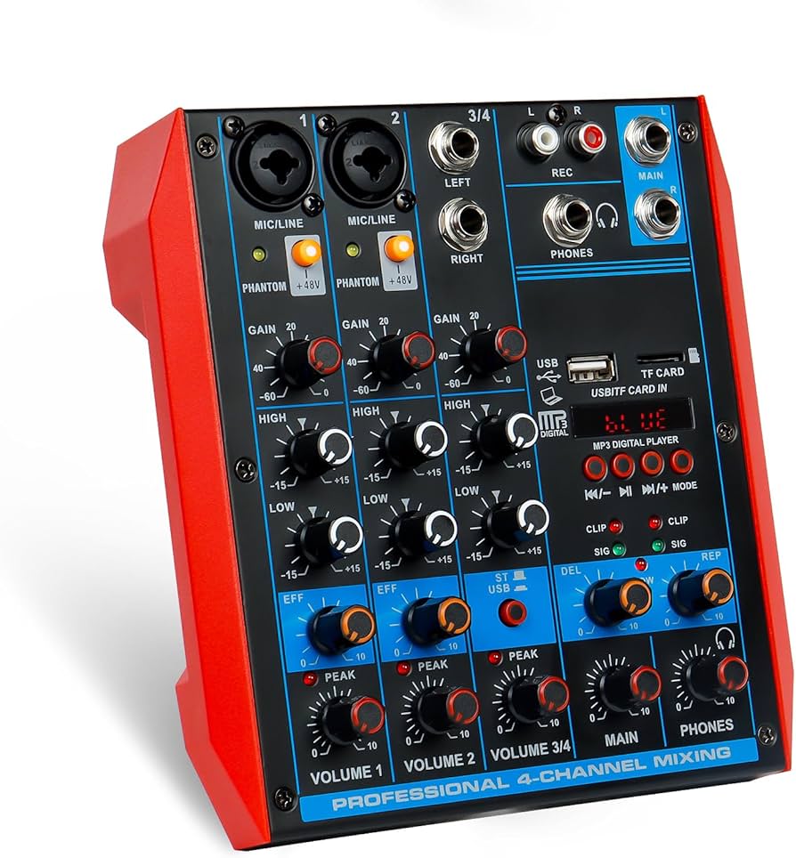 Amazon.com: 4 Channel Audio Mixer Portable Mini Sound Board