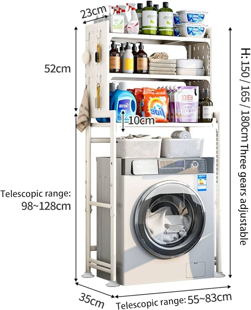Amazon｜洗濯機上収納 つっぱり 棚 長さと高さを調節可能 洗濯機ラック