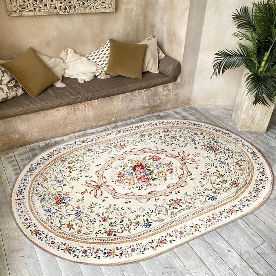 Amazon｜ラグ ラグマット 楕円形 おしゃれ 北欧 ヴィンテージ 西海岸