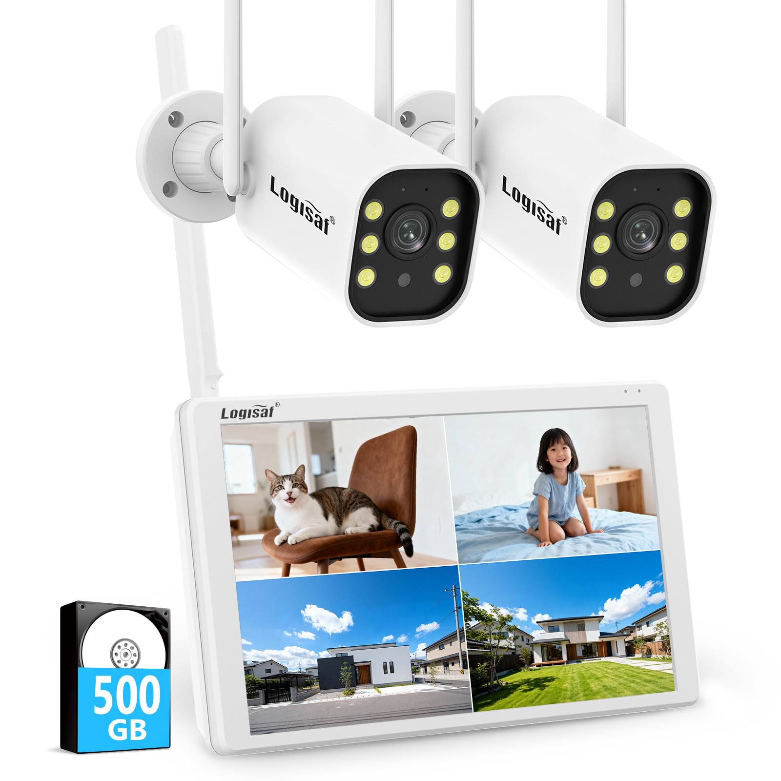 Amazon.co.jp: 【800万画素対応・信号強化】防犯カメラ 屋外 2台