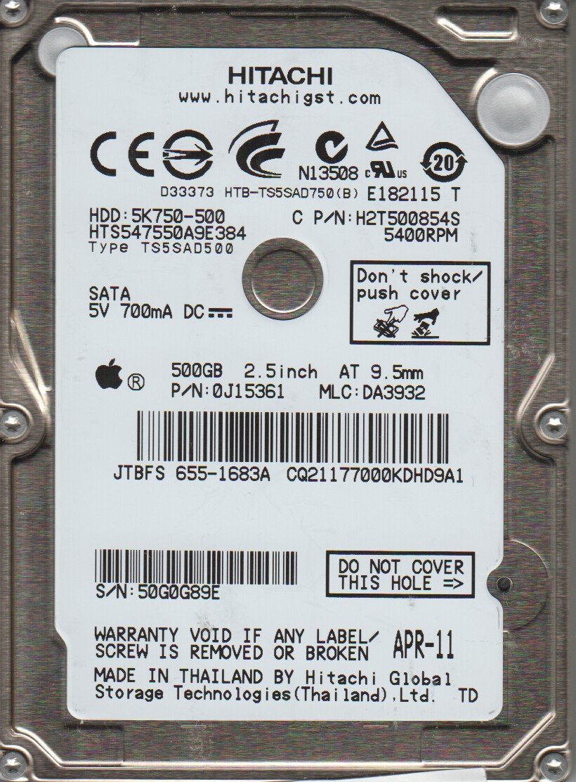 Amazon | Hitachi Travelstar 5K750 500GB SATA 2.5†OEM HDD