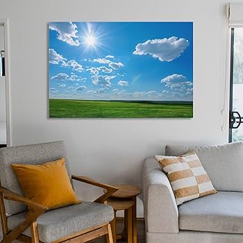 Amazon.co.jp: 絵画 澄んだ空と広大な草原 アートパネル ポスター