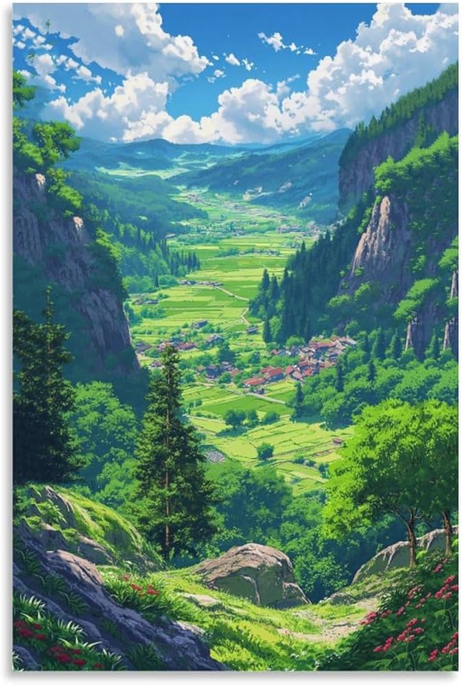 Amazon.co.jp: ポスター 山 自然 風水 絵 山の絵 緑の絵 玄関 開運