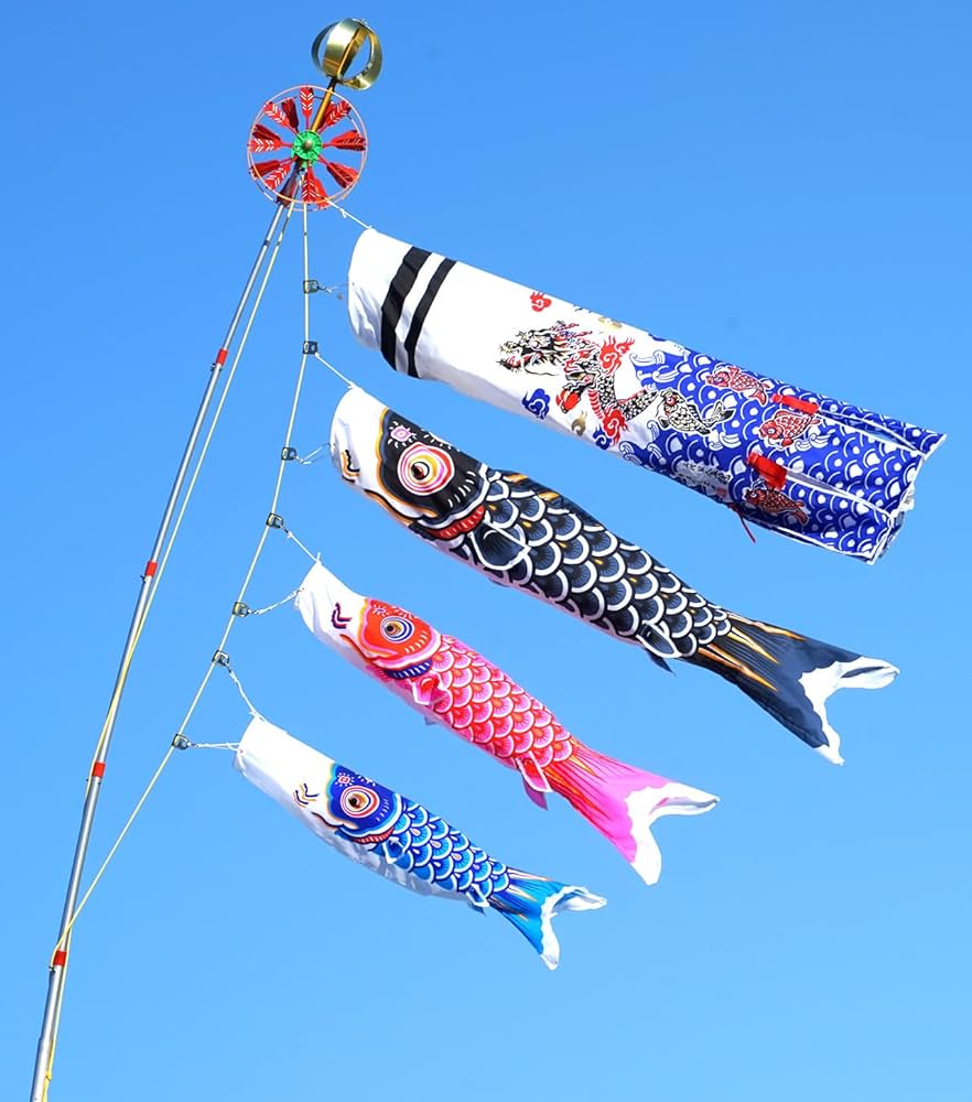 Amazon | 鯉のぼり1.3m金昇龍吹き流しこいのぼりフルセット かんたんに