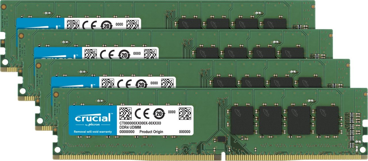 Crucial 32GB Kit (8GBx4) DDR4 2666 MT/s (PC4-21300) SR x8 DIMM 288