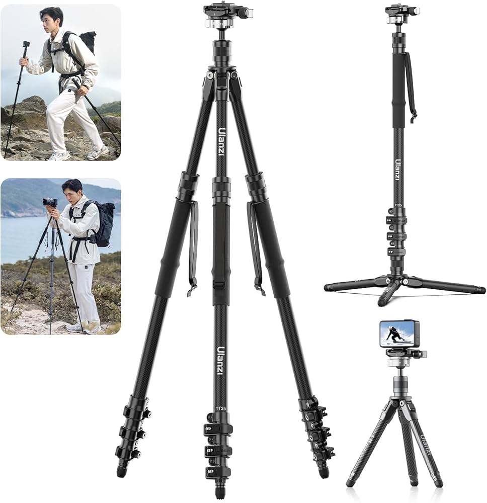 Amazon | Ulanzi TT35 カーボン三脚【5 in 1 ハイキングスティック三脚