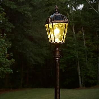 Amazon.com : Gama Sonic Outdoor Solar Lamp Post Light, Brushed