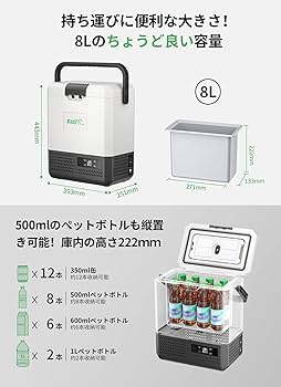 Amazon.co.jp: F40C4TMP 車載冷蔵庫 8L ポータブル 【1つバッテリー