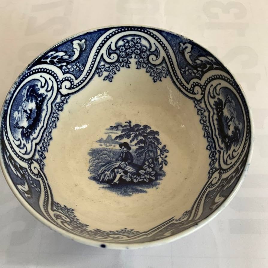 Amazon.co.jp: オランダ銅版小鉢染付人物風景文小鉢(デルフトか？) 18