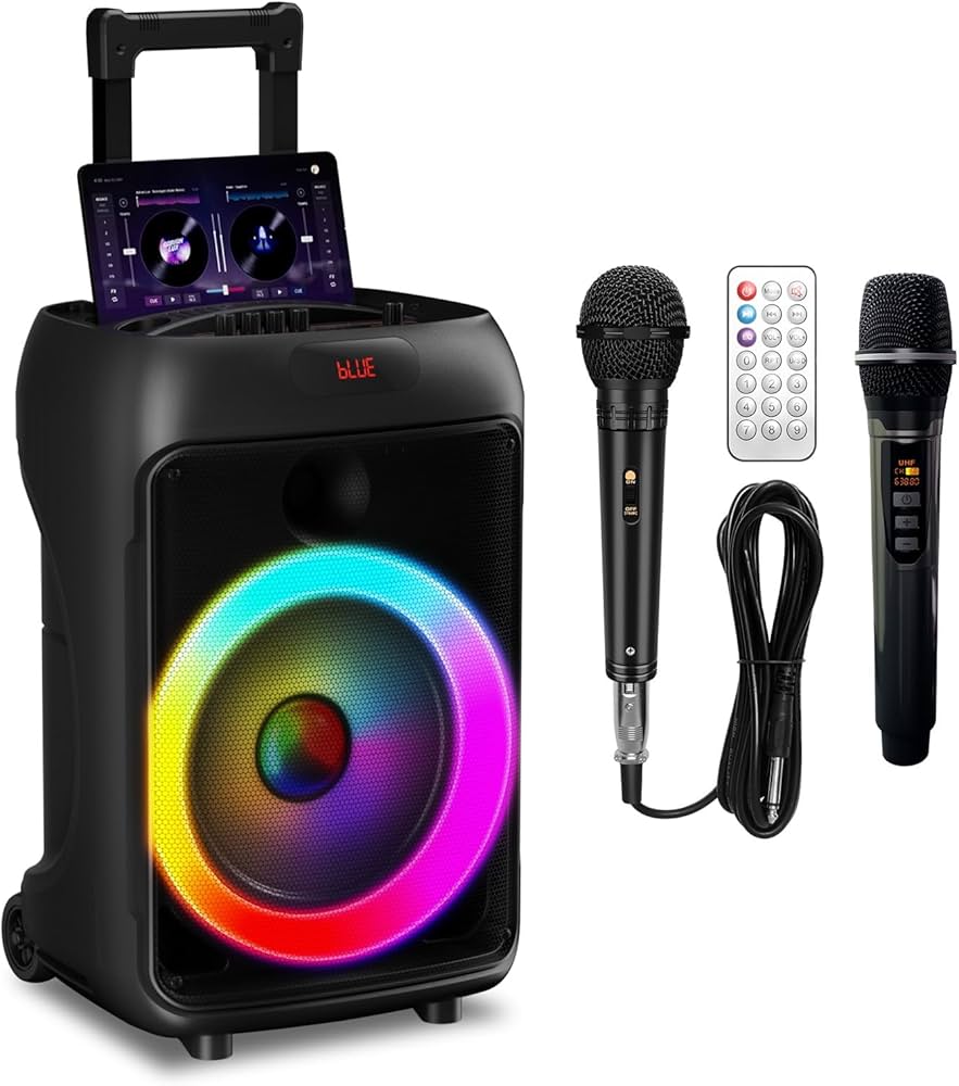 Amazon | ワイヤレスマイク スピーカーセット 拡声器マイク2本付き