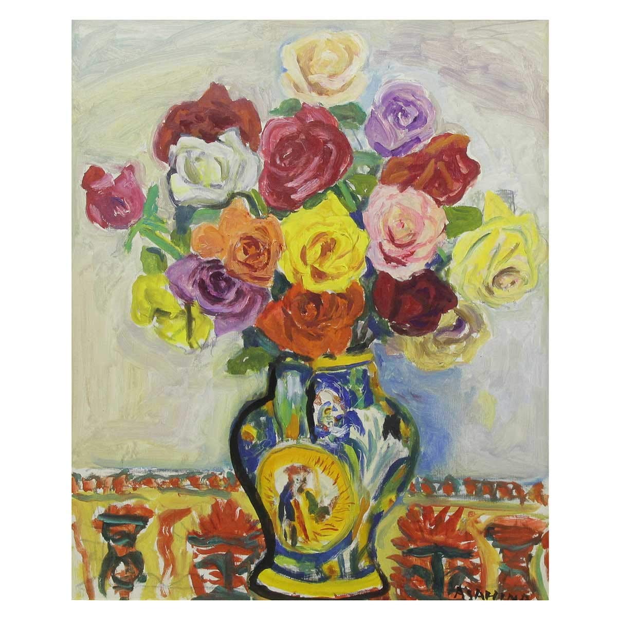 Amazon.co.jp: 値下げ即決【おたからや美術画廊】朝比奈文雄○薔薇