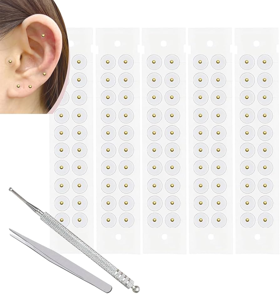 Amazon.co.jp: GEEROW 耳つぼジュエリー シール【100粒入り】金粒 透明