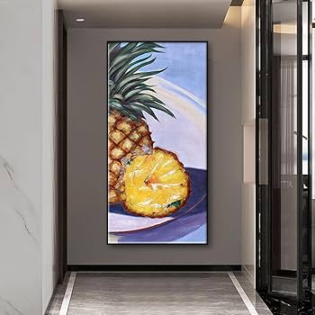 Amazon.co.jp: ヴィンテージパイナップル絵画抽象キャンバス印刷印象派