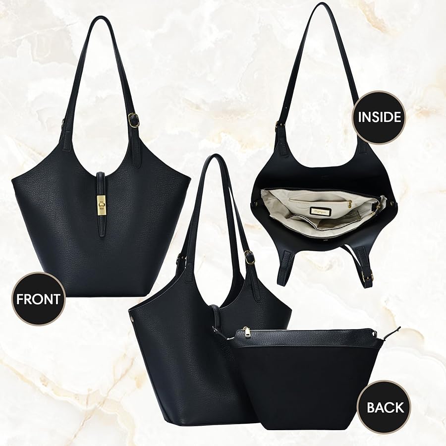 Amazon.com: Isabelle 2 in 1 Scoop Neck Tote (Black) - Vegan