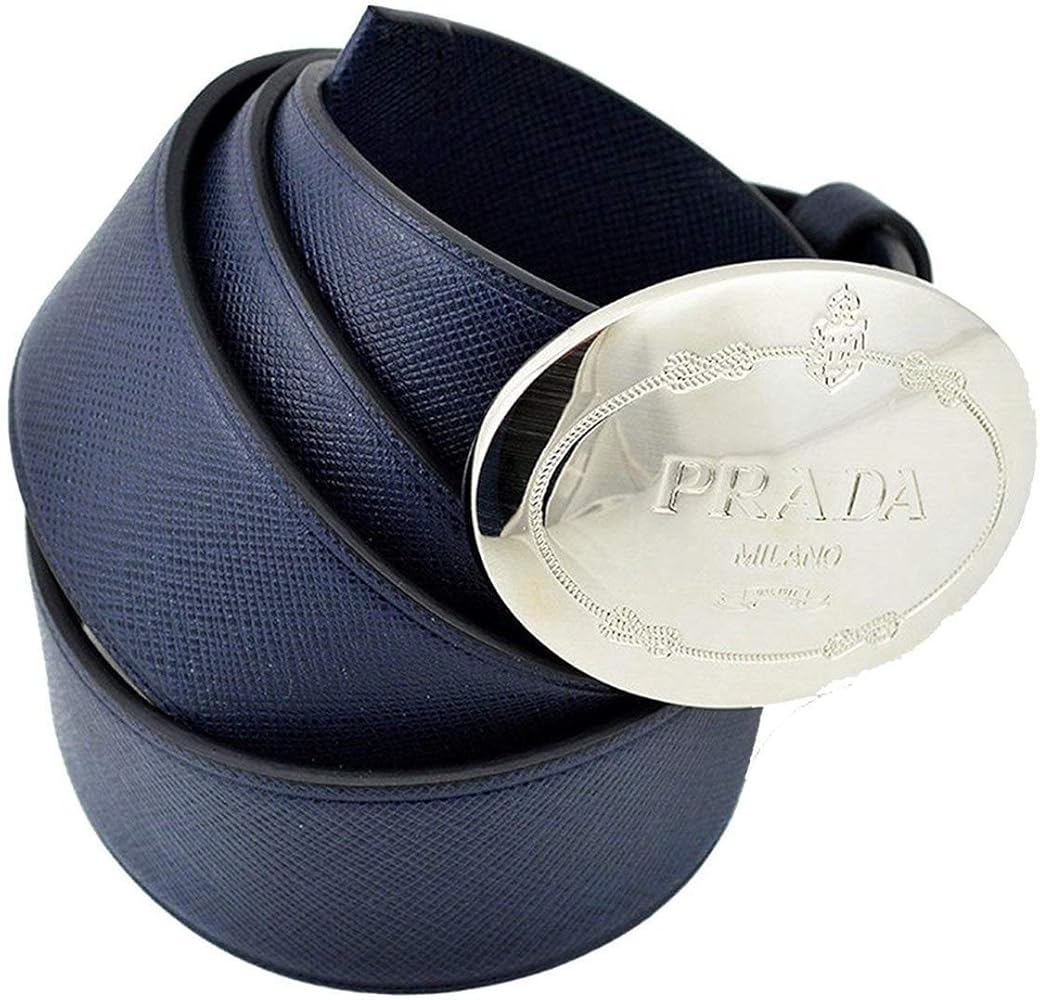 Amazon.co.jp: Prada ネイビーブルー サフィアーノレザーベルト