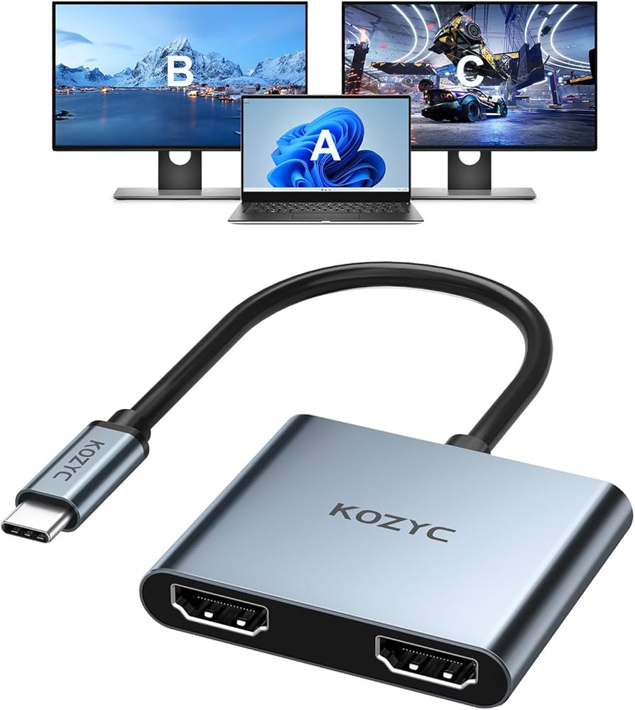 Amazon.com: KOZYC USB C to Dual HDMI Adapter 4K@60hz, Type C to