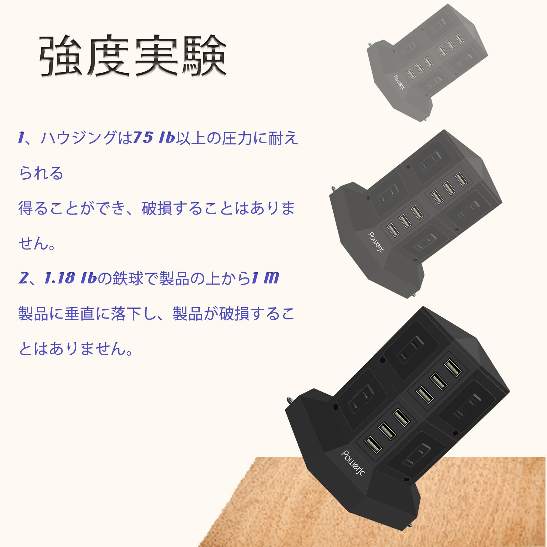 Amazon.co.jp: JIACHANタワー式電源タップ 縦コンセント 8AC充電口雷