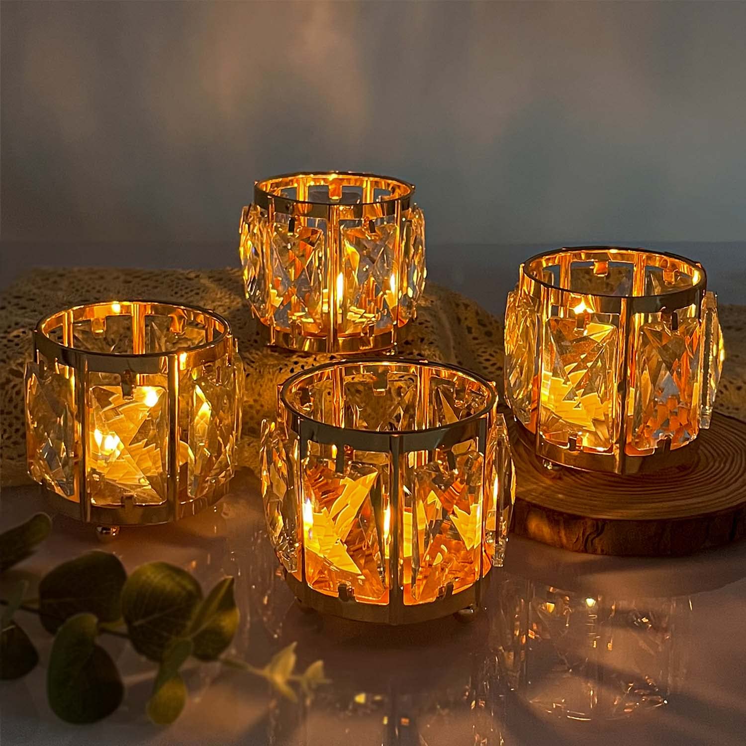 Amazon.co.jp: kehail ゴールドクリスタルティーライトキャンドル