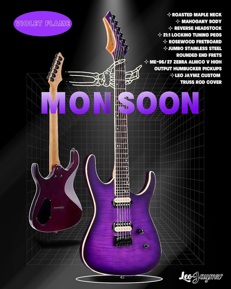 Amazon | Leo Jaymz エレキギターモンスーンシリーズ リバースヘッド