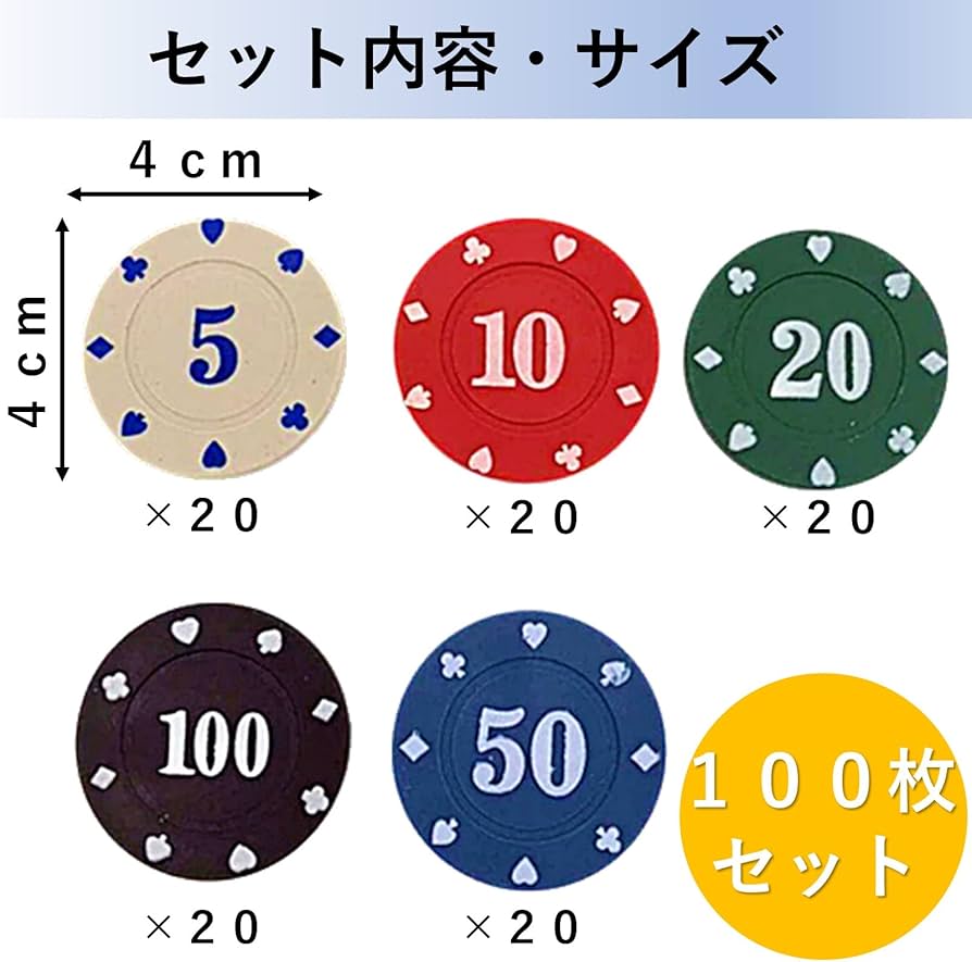 Amazon | heizi カジノチップセット 100枚 カジノコイン アクリル