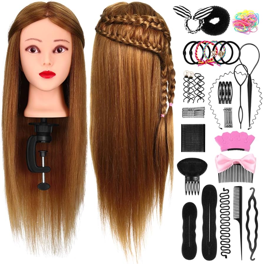 Amazon.co.jp: KESYOO ヘアマネキン 練習用 編み込み ウィッグマネキン