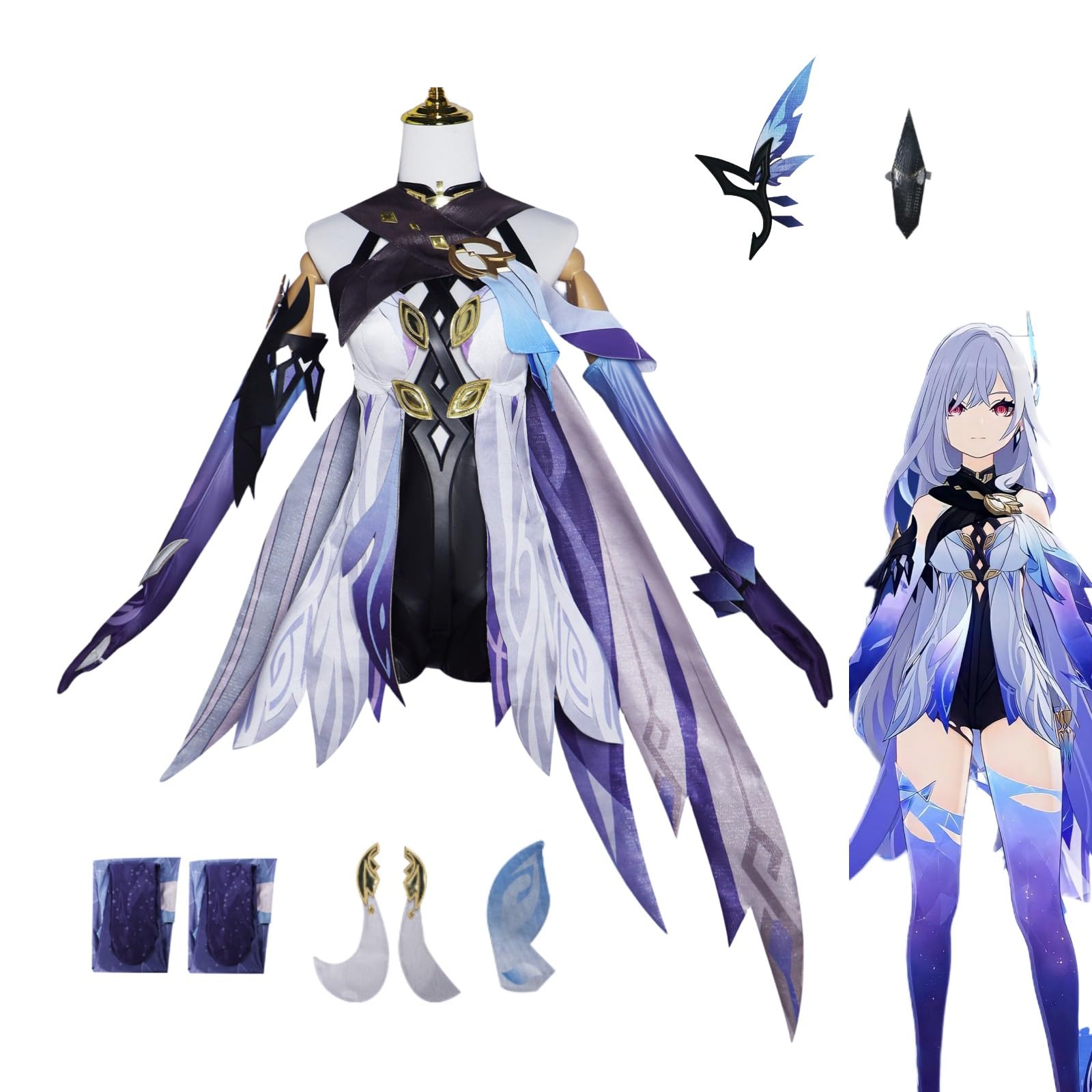 Amazon.co.jp: ウィッグ追加可 原神 げんしん スカーク コスプレ衣装