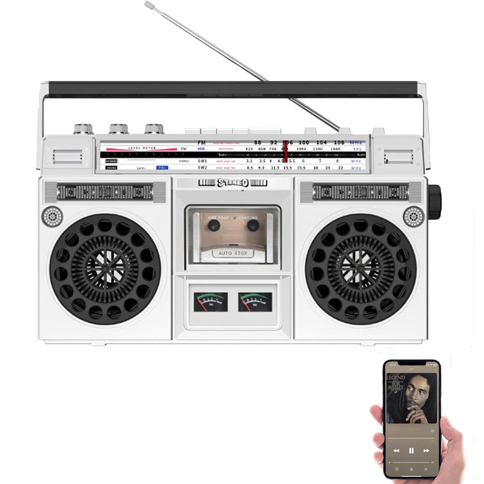 Amazon.co.jp: Vrapnudc ラジカセ カセットプレーヤー カセットデッキ