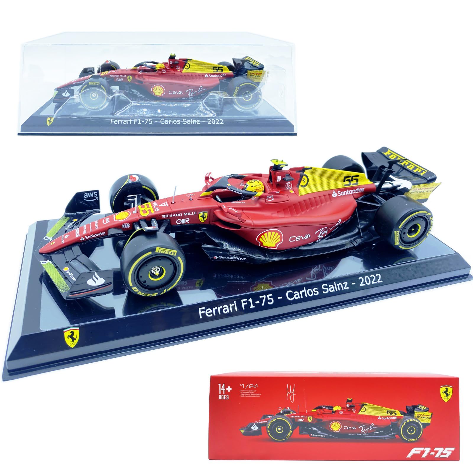 Amazon | HTLNUZD Bburago 1/24 2023 F1-75#55 Sainz フェラーリ75周年