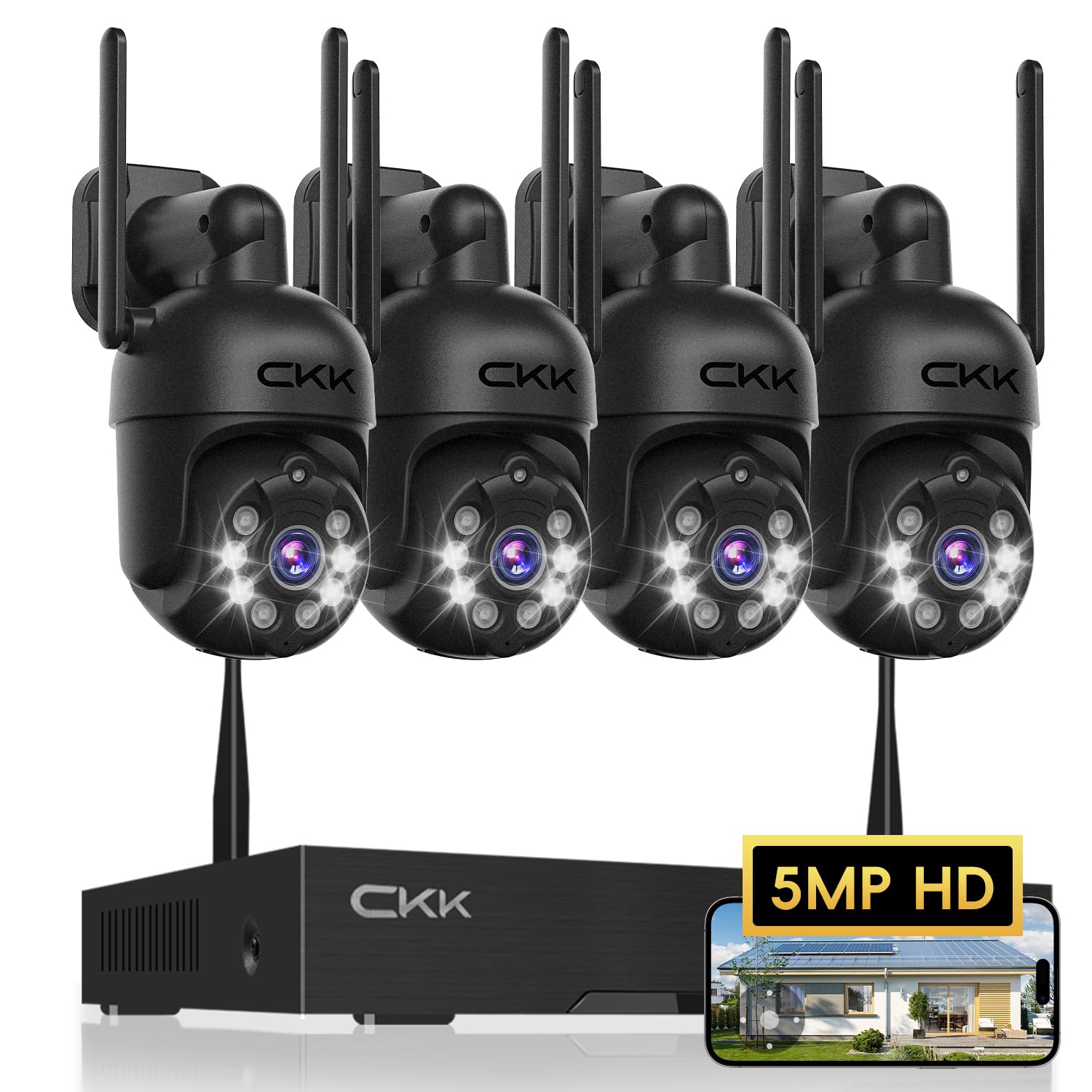 Amazon.com : [360° View] 3K Wireless Security System, 4pcs 5MP PTZ