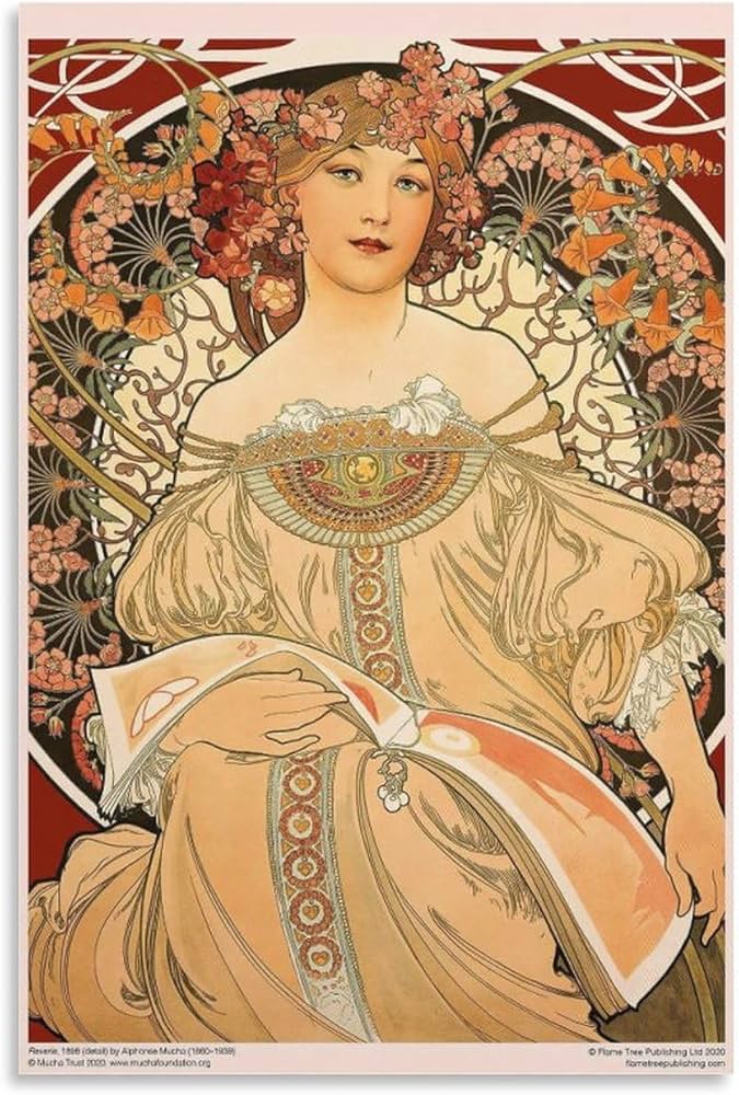 Amazon.co.jp: Alphonse Muchaアルフォンス・ミュシャ《夢想》ポスター
