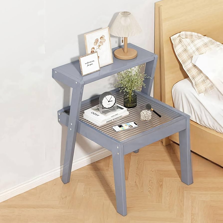 Amazon.co.jp: EEWIQOQ ベッド サイドテーブル ベッド横 2層式収納 竹