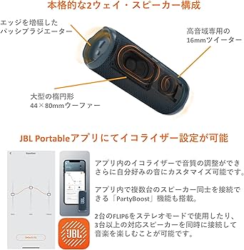 Amazon.co.jp: JBL FLIP6 Bluetoothスピーカー 2ウェイ・スピーカー