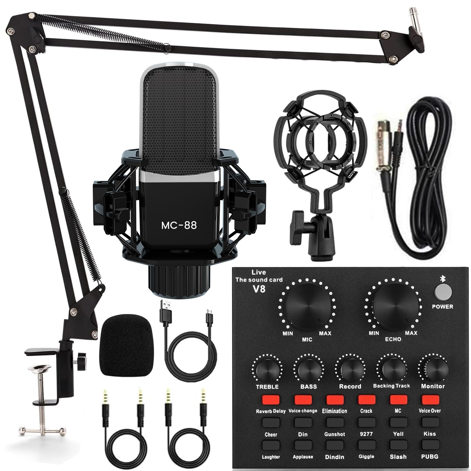 Amazon.com: LUVUMVLT Podcast Equipment Bundle, V8 Audio Interface