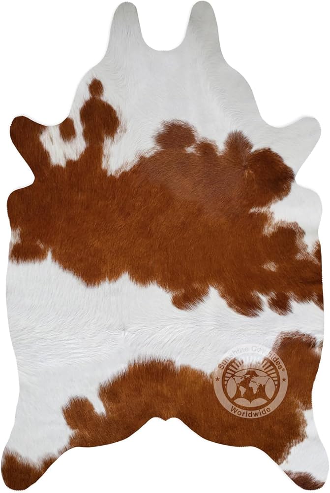 Amazon | Sunshine Cowhides 100% 本物のミニブラウンとホワイトの