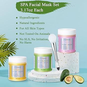 Amazon.com: Pjordo 3Pack clay mask, Turmeric Vitamin C, Avocado
