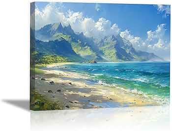 Amazon.co.jp: SHYAMIC 海の景色 海 太陽の光 海の写真 アート, ブルー